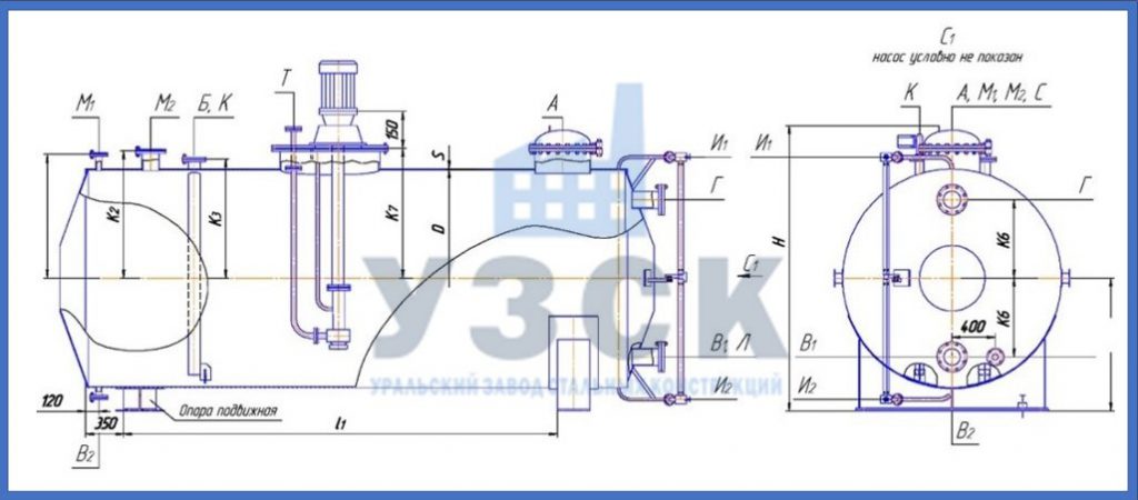Чертеж емкости ГКК в Копейске